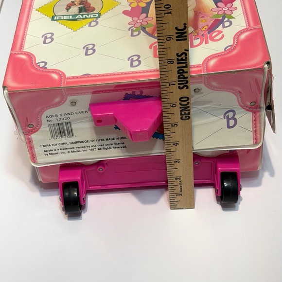 90s Barbie Take Along Doll Trunk World Travel Handle Rolling Cardboard Suitcase - Picture 5 of 16